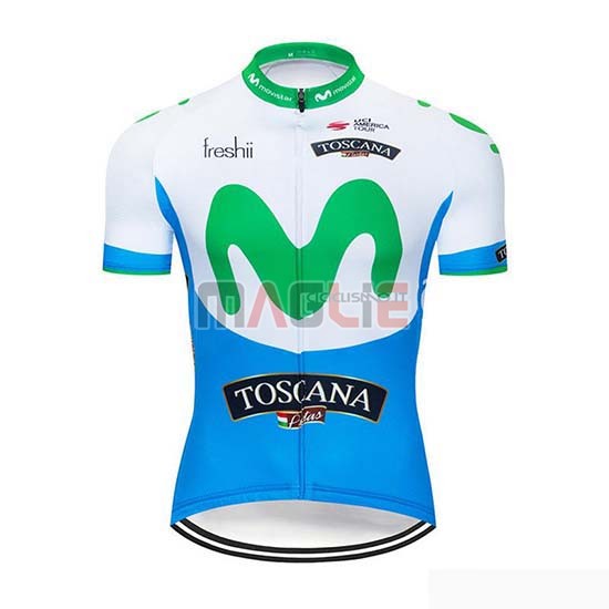 Maglia Movistar Manica Corta 2019 Blu Bianco